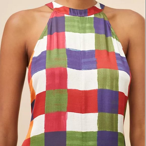 Anthropologie Farm Rio S NWT Gingham Mock Neck Jumpsuit - Picture 4 of 7